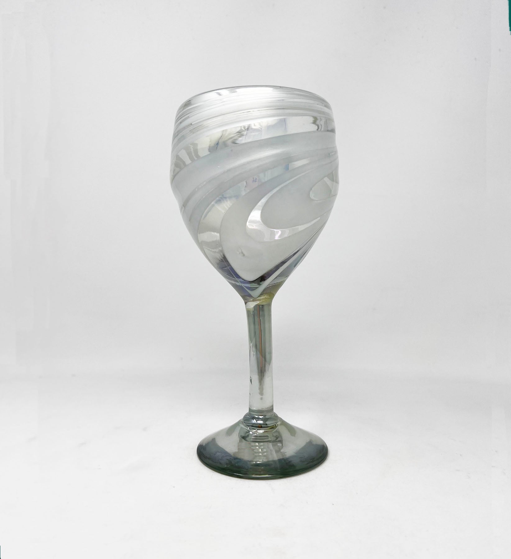 Champagne Flutes hand blown Turquoise Swirl Iridescent 2