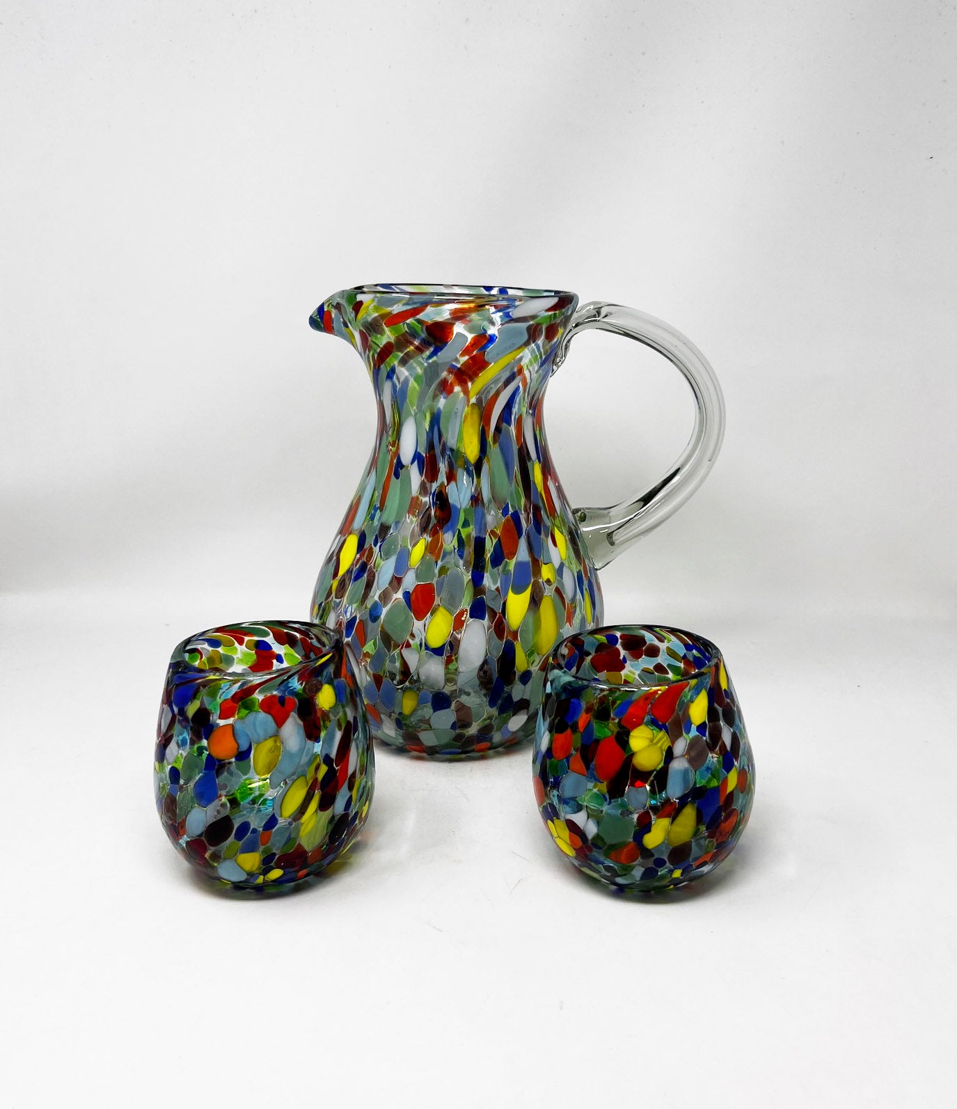 80 oz Hand Blown Glass Pitcher - HG Rainbow Confetti