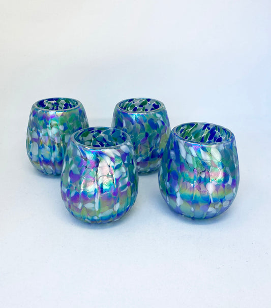 Stemless Wine Glass - Aegean Blue Iridescent