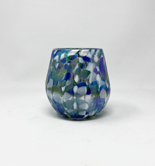 Stemless Wine Glass - Aegean Blue Iridescent