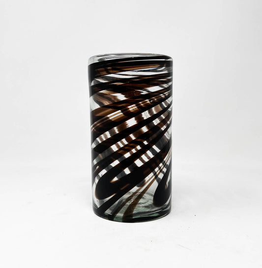 Hand Blown Water Glass - Chocolate Swirl