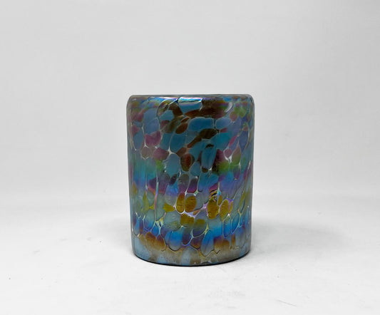 Low Ball Tumbler Glass - Blue Chocolate Iridescent Confetti