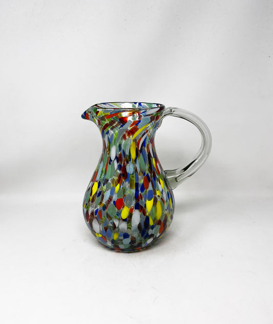 80 oz Hand Blown Glass Pitcher - HG Rainbow Confetti