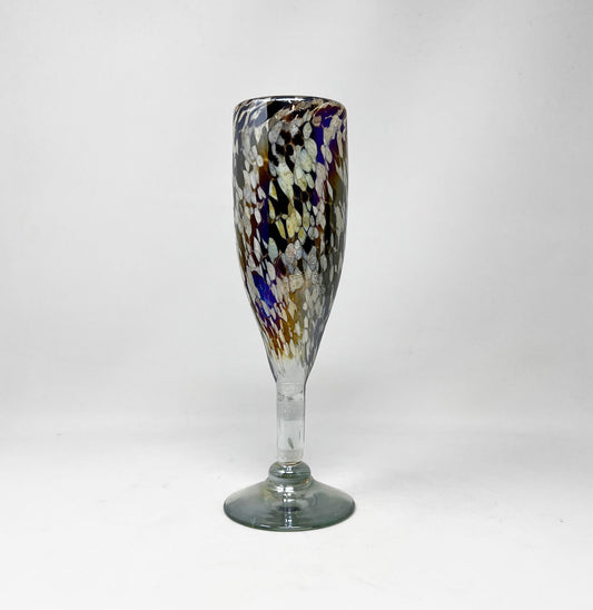 Hand Blown Champagne Glass - Mocha/Tan Confetti