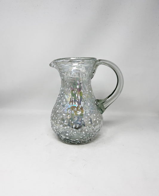 80 oz Hand Blown Glass Pitcher - HG White Graniti